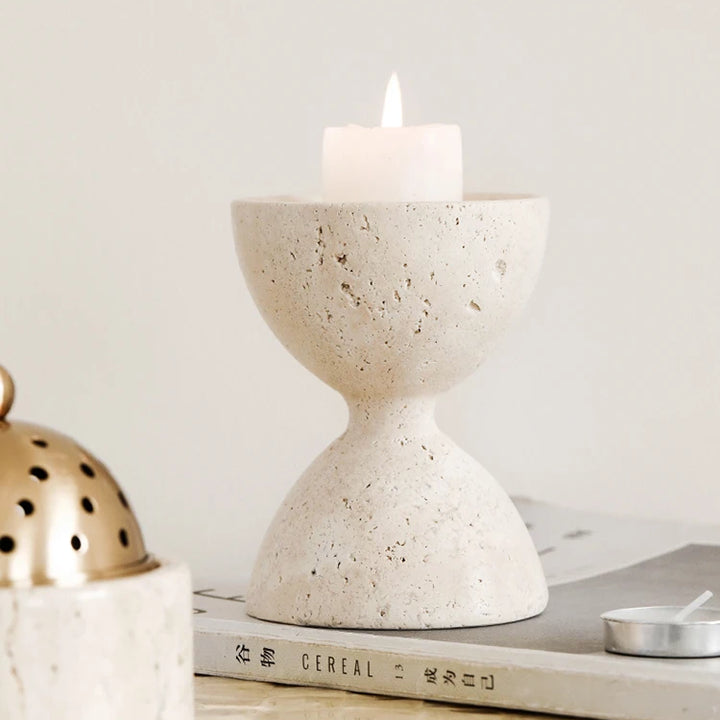 Travertine Oud & Bakhoor Burner with Brass Cover