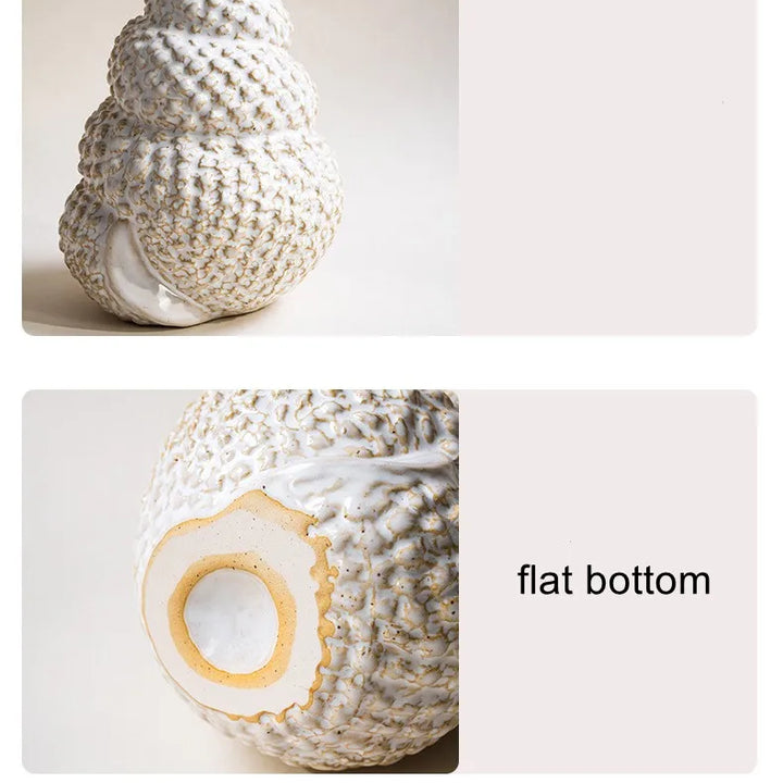 Retro Seashell Ceramic Vase – Modern Tabletop Decor