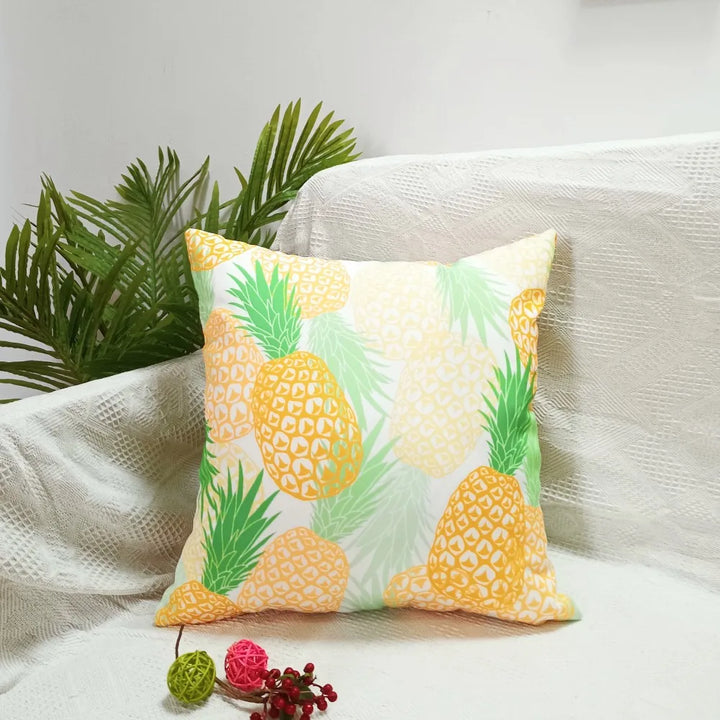 Splash-Proof Outdoor Pillow Cover – Blue Leaf Print