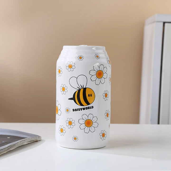 Pop Art Ceramic Can Vase – Modern Flower Holder