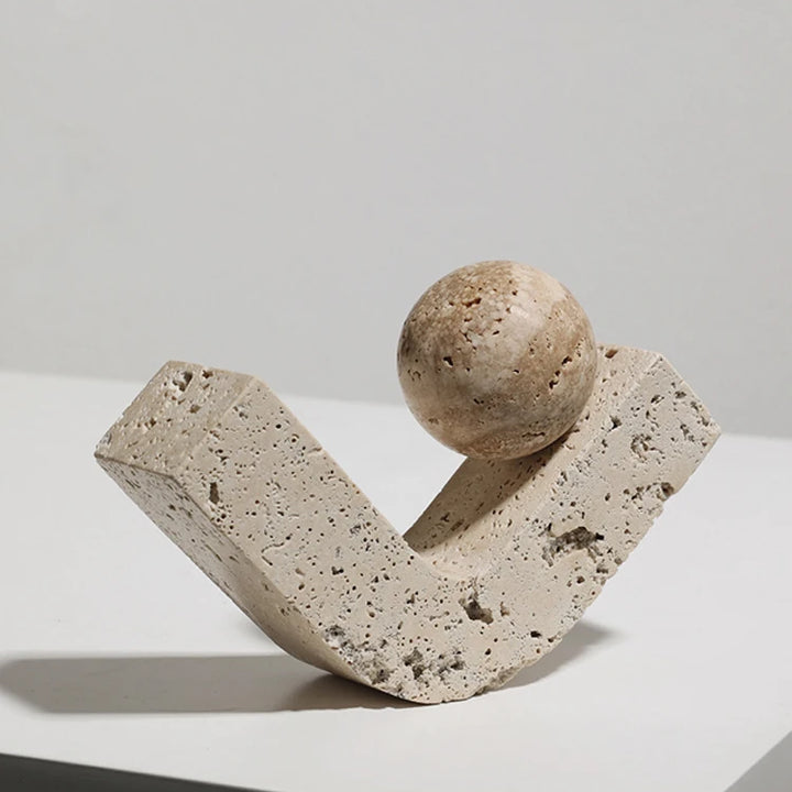 Minimalist Travertine Sculpture – Luxury Marble Home Décor