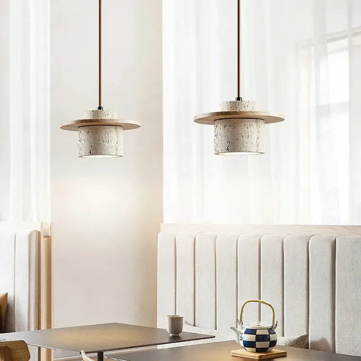 Japanese Minimalist Stone Pendant Light – LED Indoor Lamp