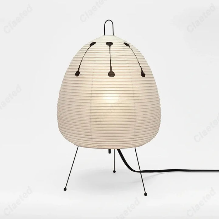 Minimalist Rice Paper LED Table Lamp – Retro Japanese Style Decorative Lighting for Bedroom & Living Room