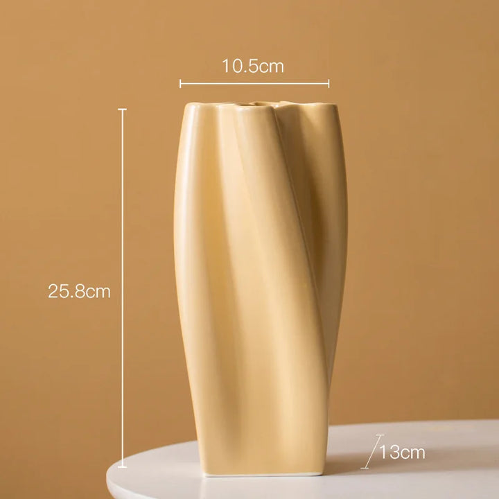 Colorful Curved Ceramic Vase – Modern Table Centerpiece