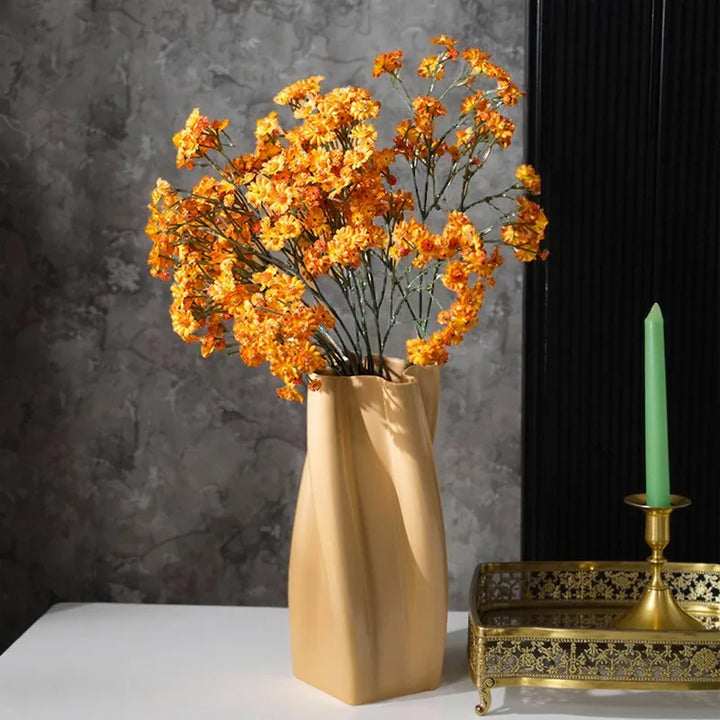 Colorful Curved Ceramic Vase – Modern Table Centerpiece
