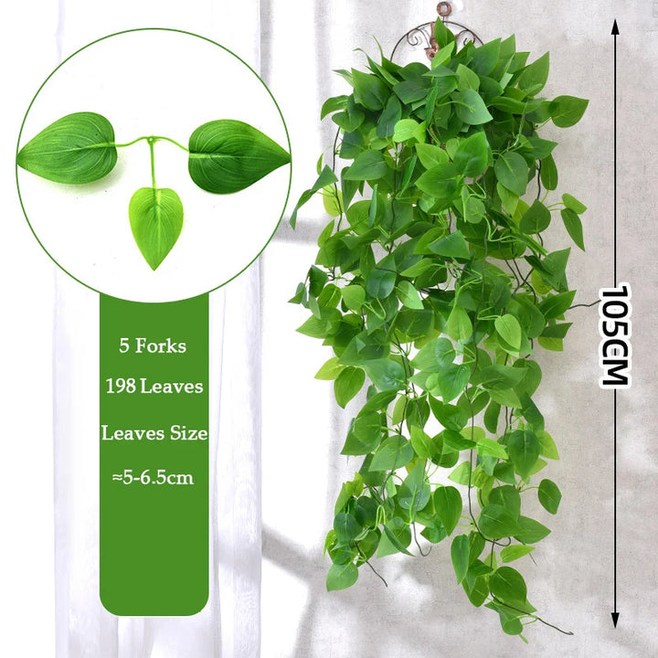 105cm Artificial Ivy Vine – 5 Forks Green Hanging Plant
