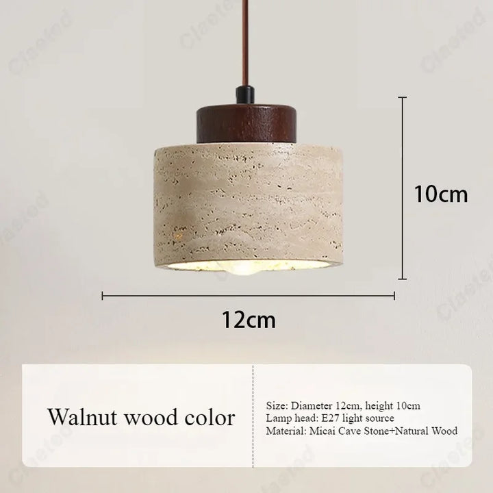 Retro LED Cave Stone Pendant Light – Creative Wooden Hanging Lamp for Dining Room, Living Room & Bedroom Decor