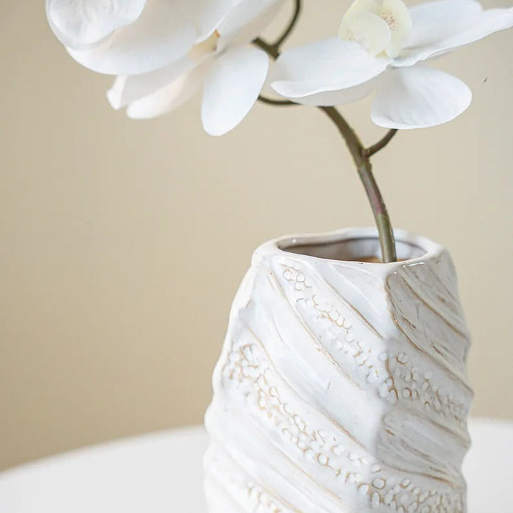 Wide Mouth Ceramic Vase – Nordic Minimalist Table Centerpiece