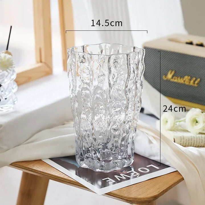 Creative Glacier Glass Vase – Modern Transparent Decor