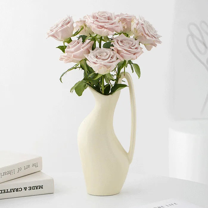 Single Ear Porcelain Vase – Modern Boho Centerpiece
