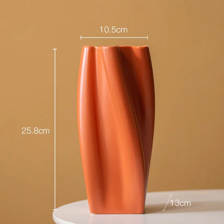 Colorful Curved Ceramic Vase – Modern Table Centerpiece