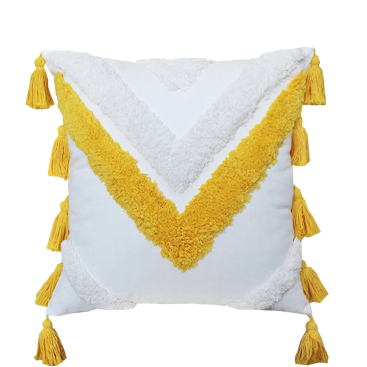 Boho Tufted Tassel Cushion Covers – Luxury Cotton Macrame Decorative Pillow Cases for Sofa, Bed & Living Room Decor