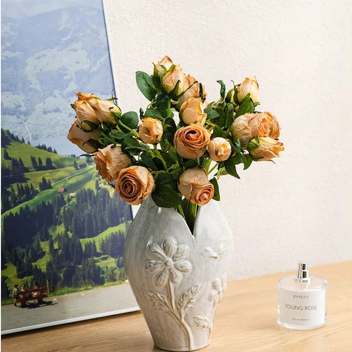 Retro Ceramic Fish Vase – Wabi Sabi Tabletop Centerpiece