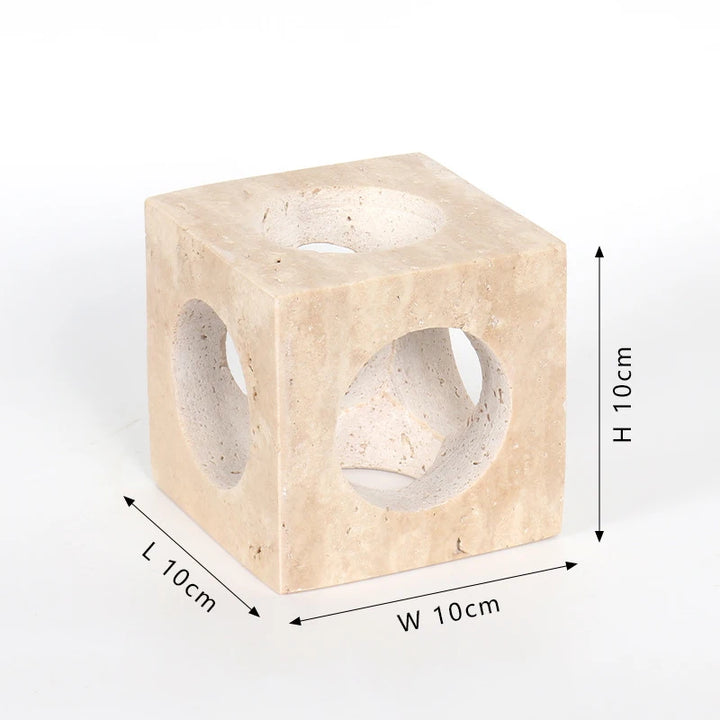 Minimalist Travertine Stone Sculpture – Luxury Natural Marble Ornament for Coffee Table, Shelf, Entryway, or Living Room Decor