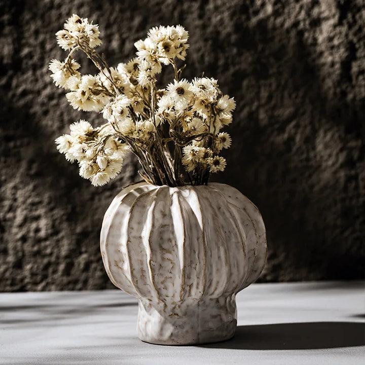 Pumpkin Shape Ceramic Vase – Nordic Tabletop Decor
