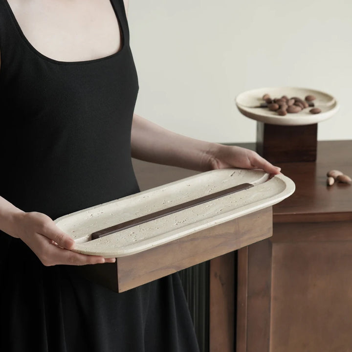 Vintage Travertine Tray for Coffee Table