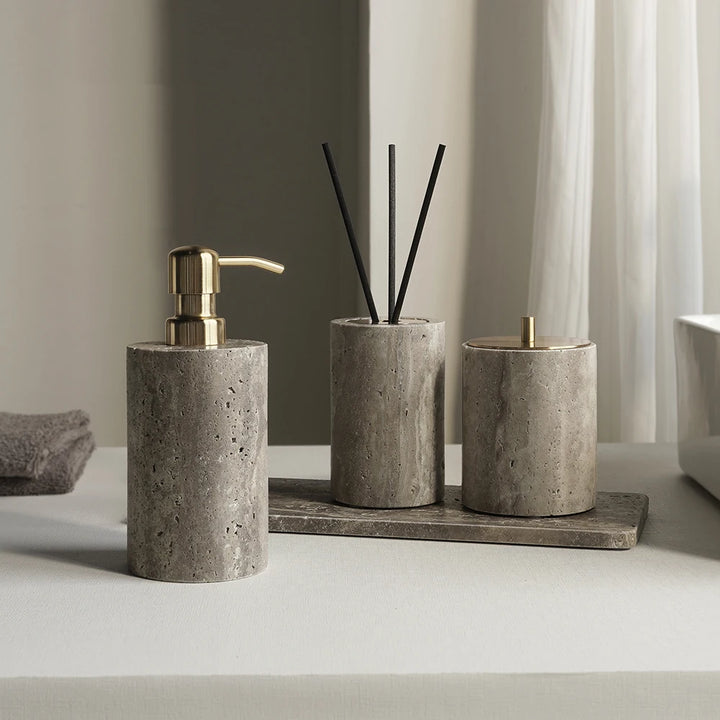 Grigio Travertine Bathroom Set – Natural Marble Accessories
