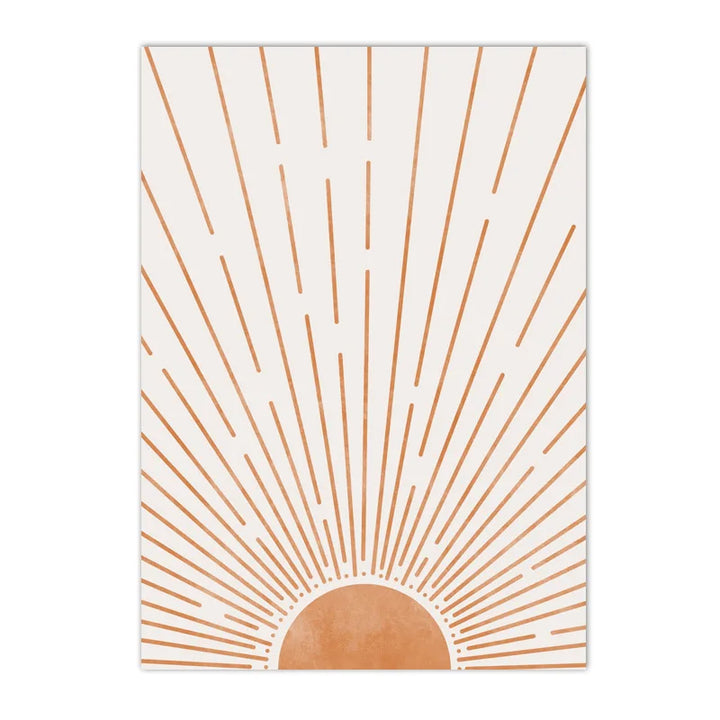 Lienzo bohemio de mediados de siglo con sol y luna: impresiones nórdicas abstractas para decoración moderna de sala de estar o dormitorio (juego de 3)