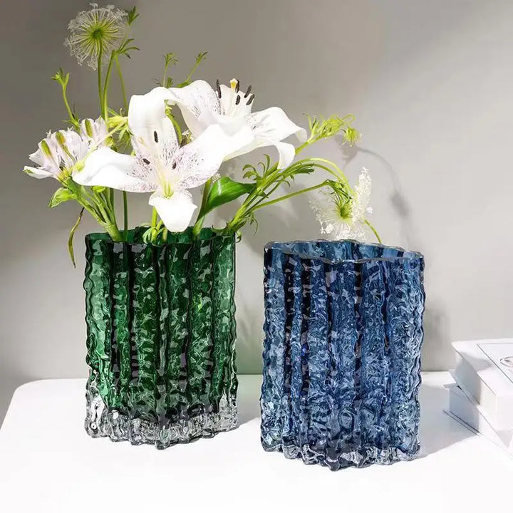 Creative Glacier Glass Vase – Modern Transparent Decor