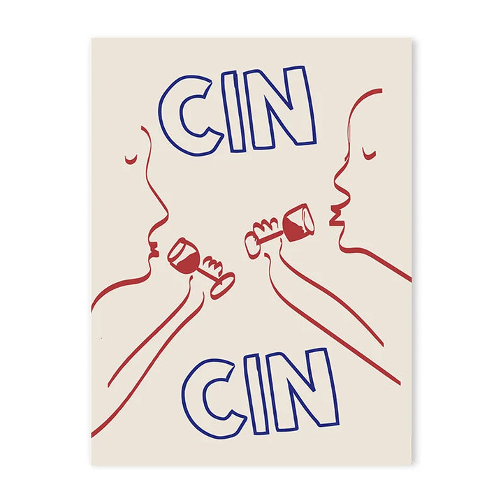 Vintage Wine & Food Poster – Minimalist Bar Wall Art