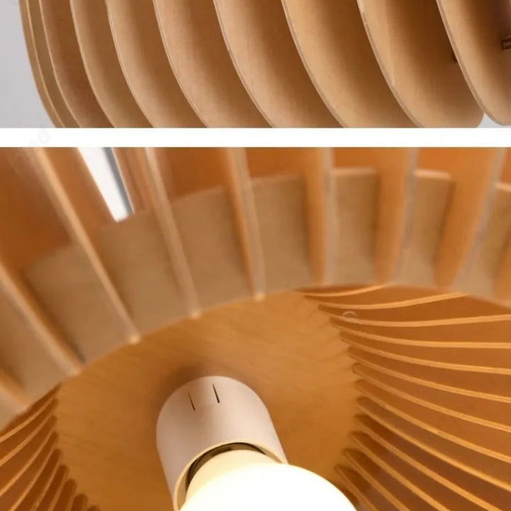 Creative Wooden LED Pendant Light – Vintage Modern Ceiling Lamp