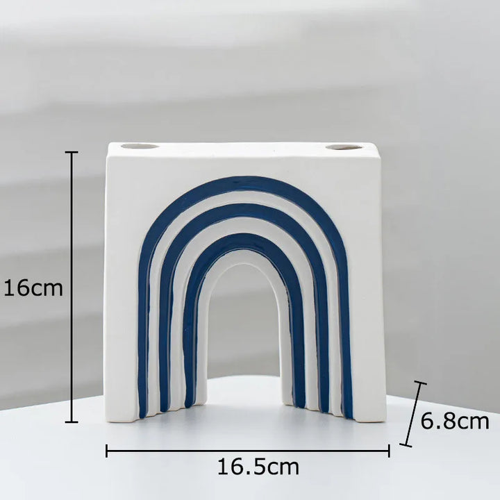 Blue and White Striped Ceramic Vase – Modern Decor
