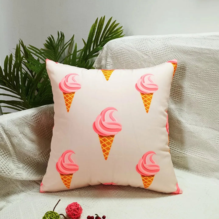 Splash-Proof Outdoor Pillow Cover – Blue Leaf Print