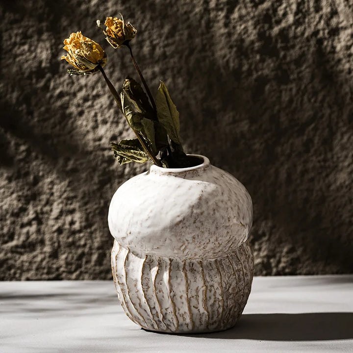 Gourd-Shaped Ceramic Vase – Nordic Boho Table Decor