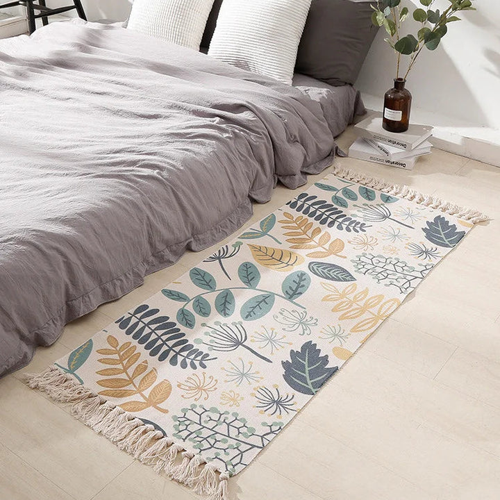 Nordic Moroccan Printed Carpet – Hand-Woven Cotton Rug