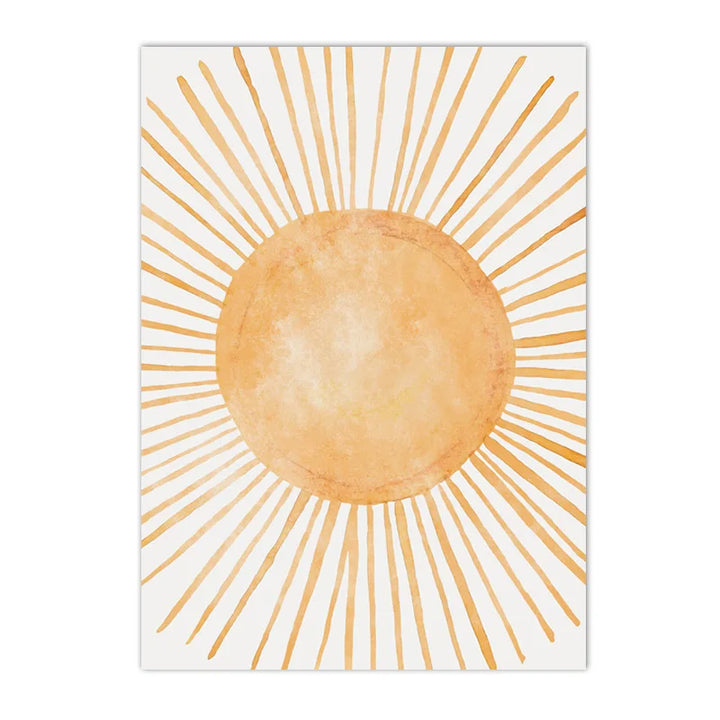 Boho Rainbow & Sun Canvas Wall Art – “You Are My Sunshine” Abstract Nursery Prints for Baby & Kids Room Decor