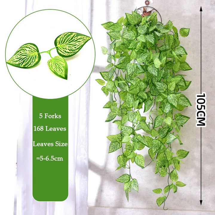 105cm Artificial Ivy Vine – 5 Forks Green Hanging Plant