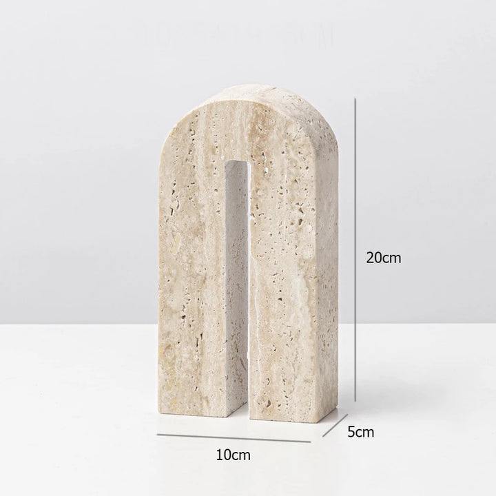 Minimalist Travertine Stone Sculpture – Luxury Natural Marble Ornament for Coffee Table, Shelf, Entryway, or Living Room Decor