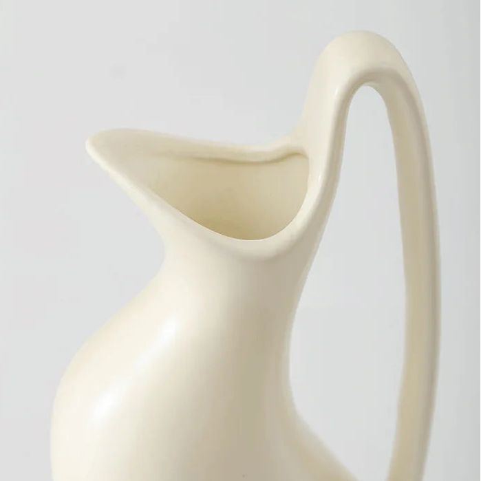 Single Ear Porcelain Vase – Modern Boho Centerpiece