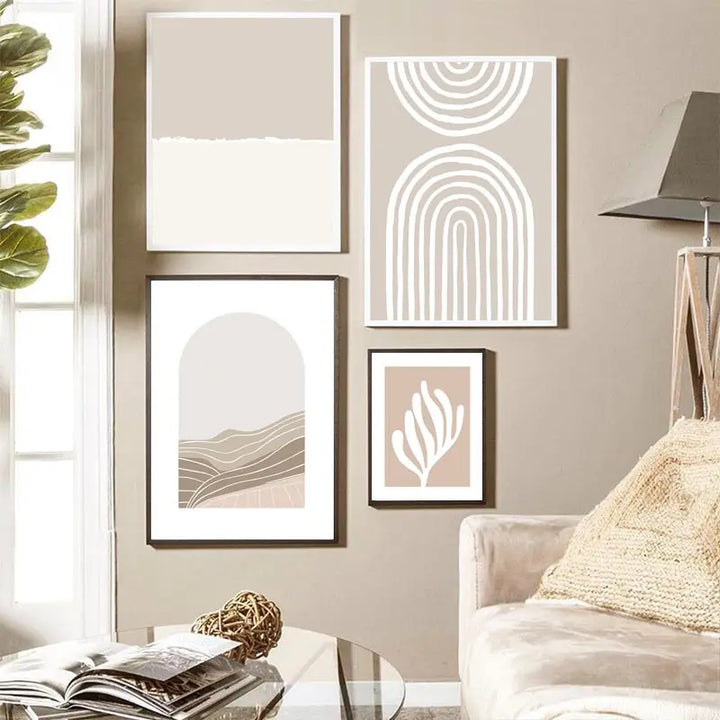 Matisse Beige Abstract Canvas – Boho Line Arches Wall Art