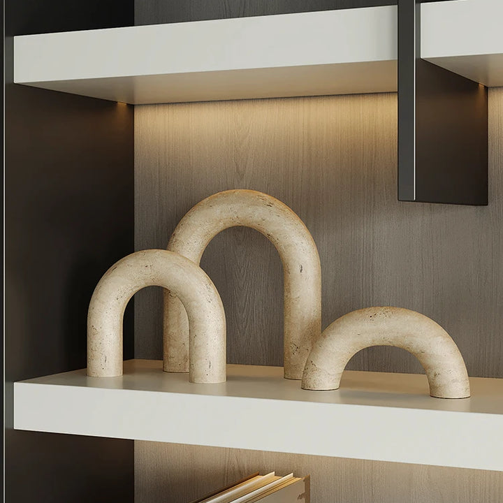 Modern Travertine Arch Sculpture – Decorative Statue