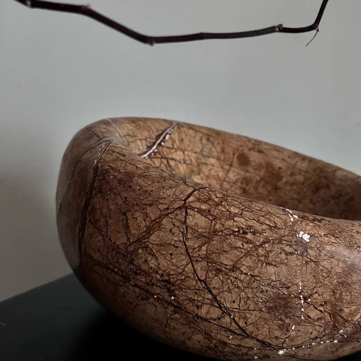 Brown Marble Bird’s Nest Bowl for Decor & Storage