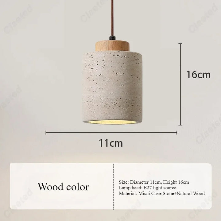 Retro LED Cave Stone Pendant Light – Creative Wooden Hanging Lamp for Dining Room, Living Room & Bedroom Decor