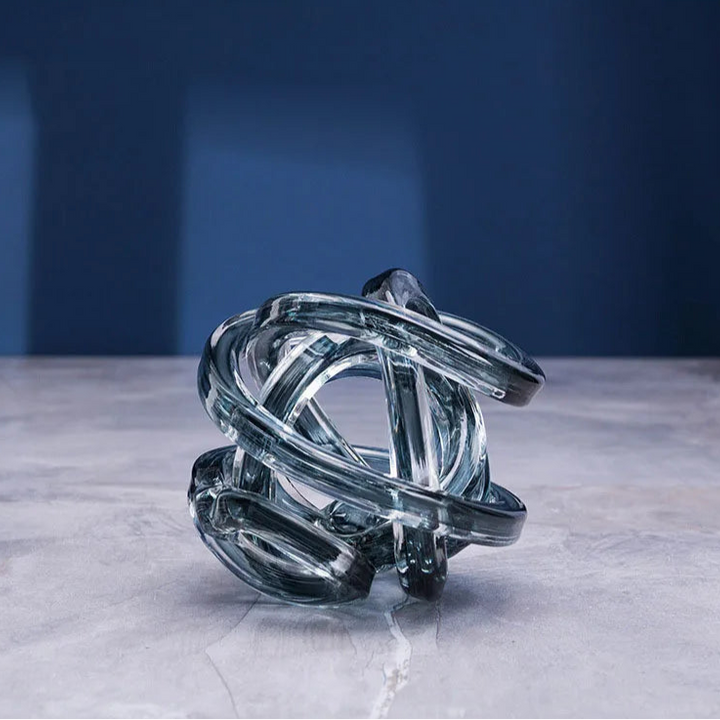 Twisted Glass Chain Sculpture – Modern Transparent Decor