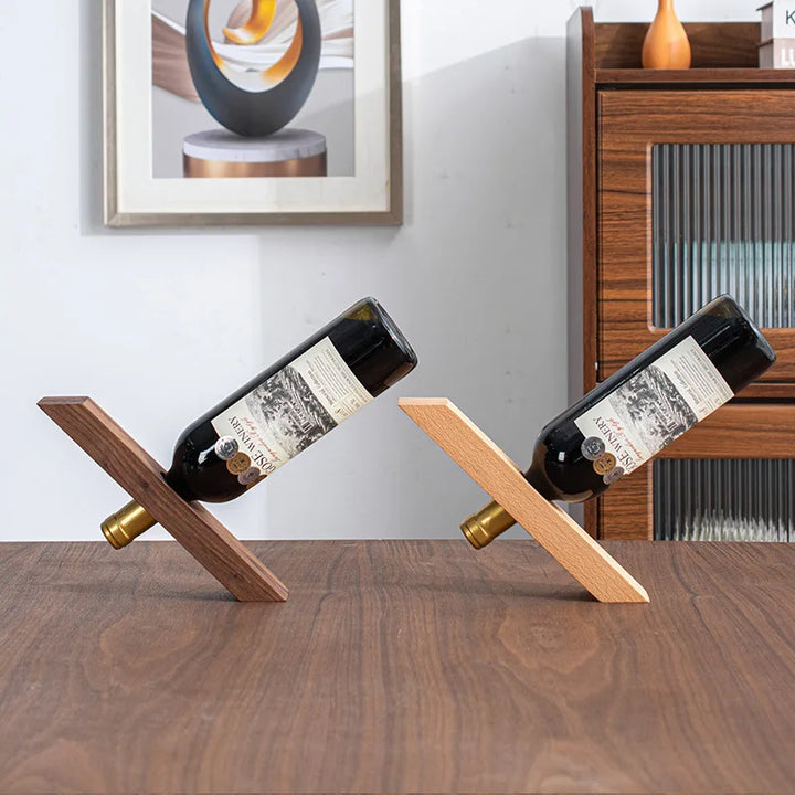 Modern Wooden Wine Rack – Minimalist Slanted Bottle Holder for Wine Cabinet or Bar Decor