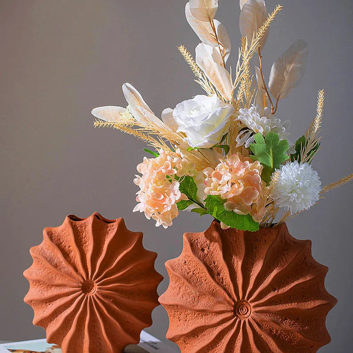 Shell Shaped Ceramic Vase – Minimalist Orange Home Decor