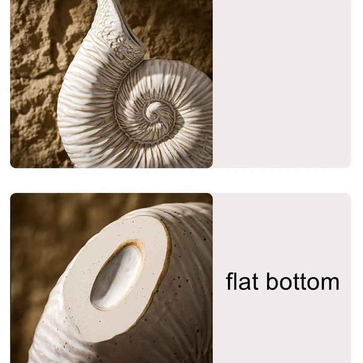 Nordic Ceramic Conch Vase – Modern Tabletop Decor