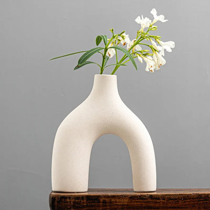 Jarrón de cerámica blanca sin esmaltar CAPIRON, arte moderno, hierba de pampa nórdica, maceta con flores secas frescas, estante para escritorio, mesa, decoración de oficina