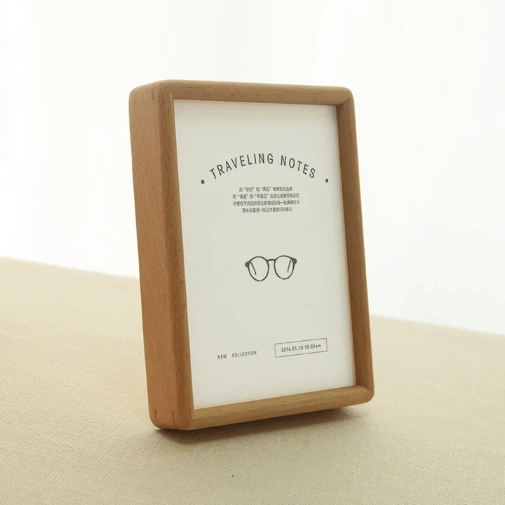 Minimalist Solid Wood Photo Frame – Nordic Style Beech & Ebony Tabletop Display for Home or Office