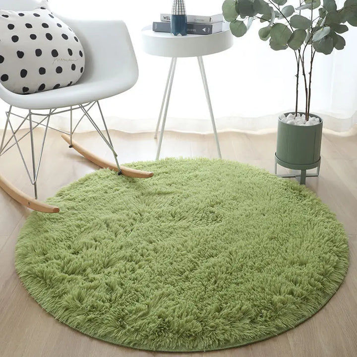 Round Plush Rug – Soft Fluffy Carpet for Living Room & Bedroom
