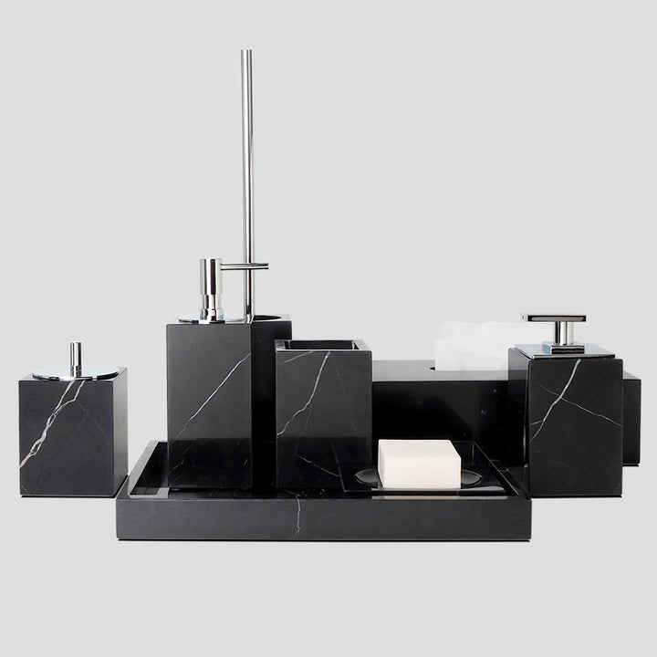 Black Nero Marquina Marble Bathroom Set – Luxury Accessories