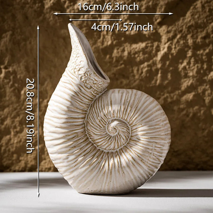 Nordic Ceramic Conch Vase – Modern Tabletop Decor