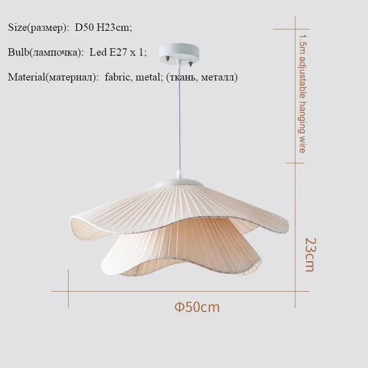 Nordic Fabric Pendant Light – White E27 LED Chandelier