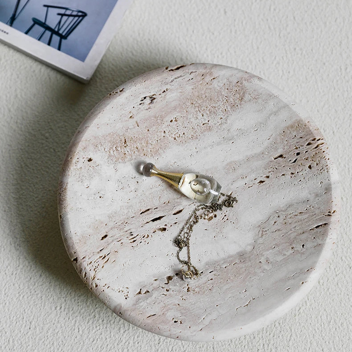 Wabi Sabi Travertine Decorative Tray – Marble Fruit Bowl