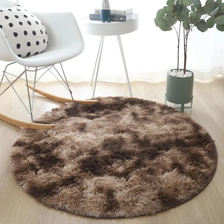 Round Plush Rug – Soft Fluffy Carpet for Living Room & Bedroom