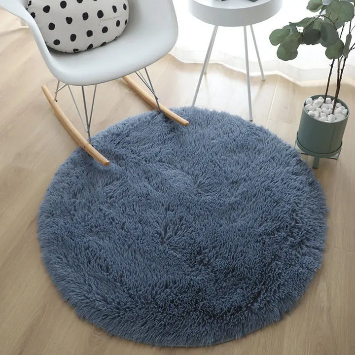 Round Plush Rug – Soft Fluffy Carpet for Living Room & Bedroom